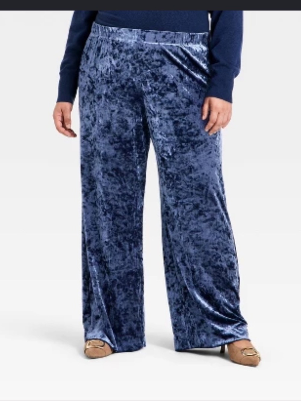 Plus Velvet Wide-Leg Pants - Blue size xl NWTT